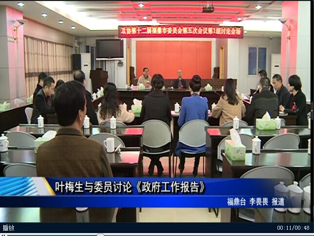 叶梅生与委员讨论《政府工作报告》
